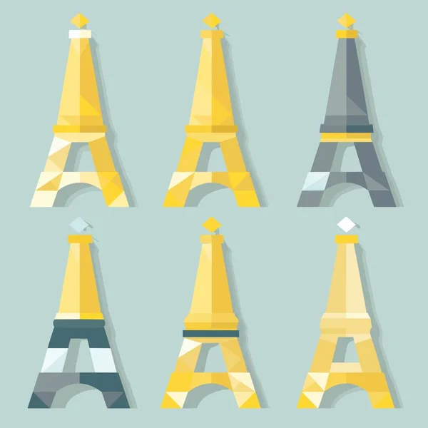 Torre Eiffel Conjunto Ilustração Vetorial Isolado Branco — Vetor de Stock