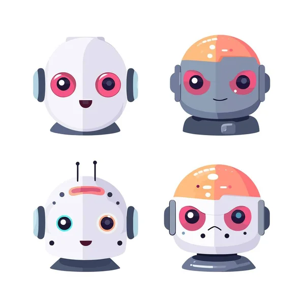 Artificial Intelligence Chat Bot Set Vector Illustration Isolated — Stock Vector