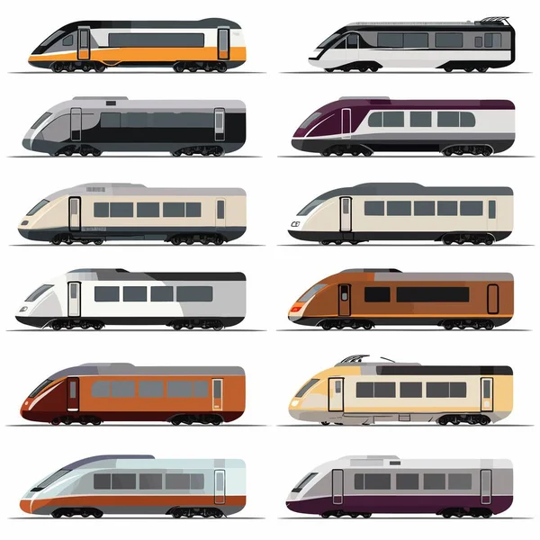 Trenes Conjunto Vector Ilustración Simple — Vector de stock