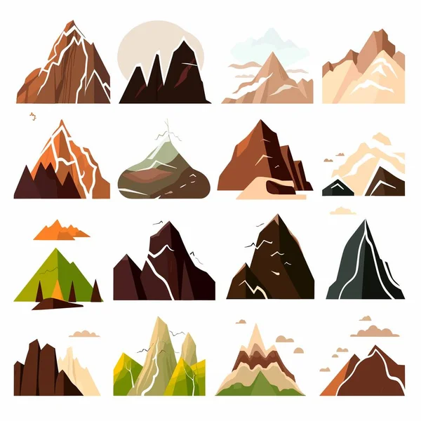 山セットベクトル図孤立 — ストックベクタ