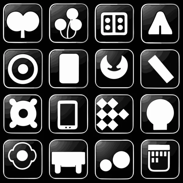 Set Mobile App Icons Black White Vector User Interface — Stock Vector