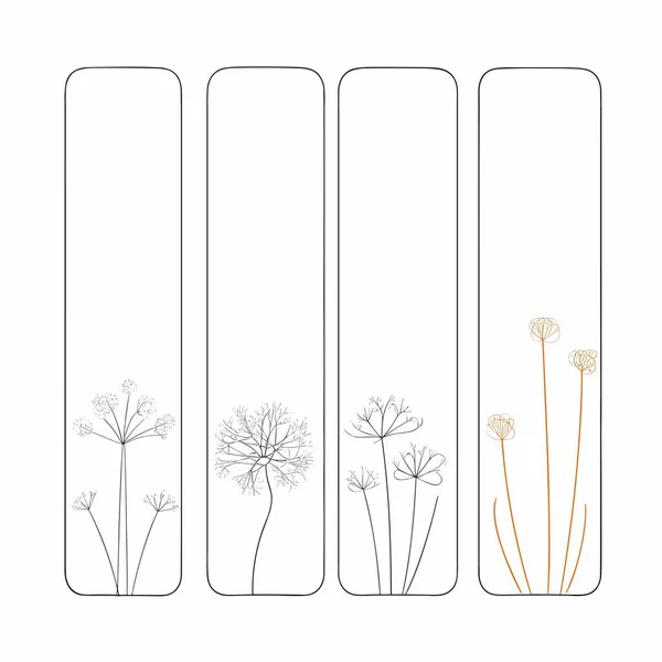 Négyzet Alakú Virágkeret Minimalista Stílus Növényi Elemekből Vektor Illusztráció Fekete — Stock Vector
