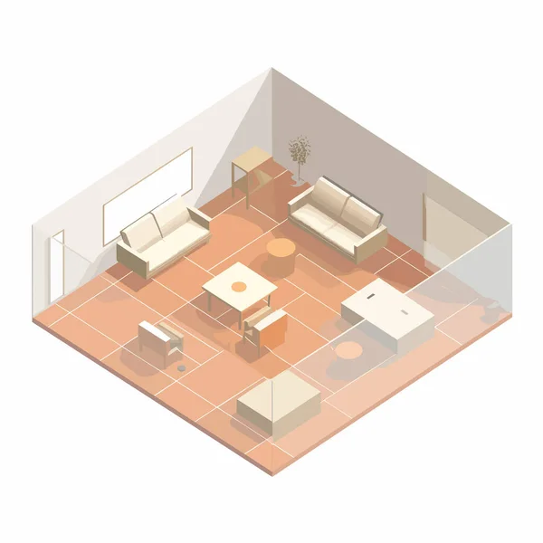Isometrische Vektorabbildung Wohnzimmer — Stockvektor