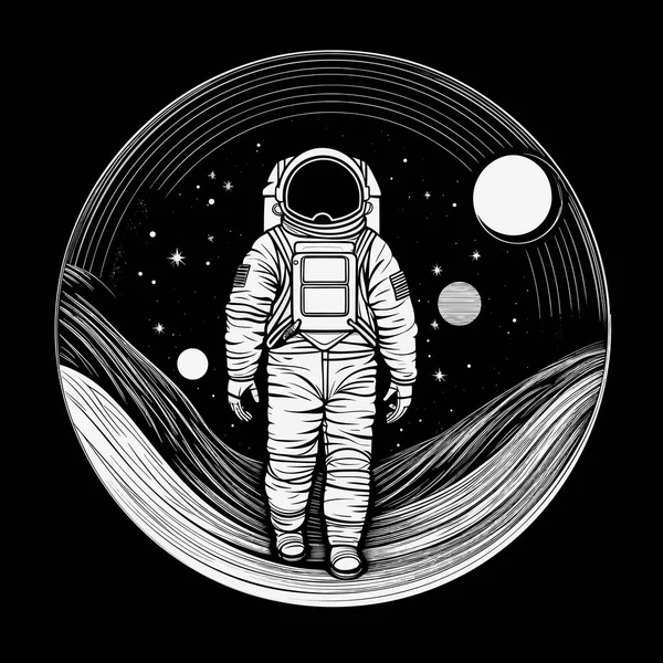 Astronaut Promenader Planet Vektor Illustration — Stock vektor