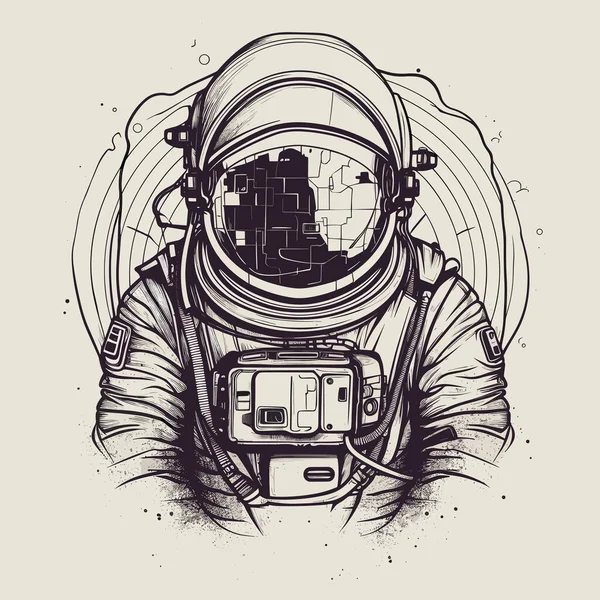 Astronaut Stehen Nahaufnahme Vektor Illustration — Stockvektor