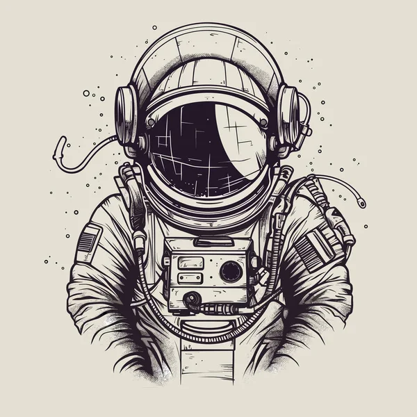 Астронавт Стоїть Крупним Планом Векторні Ілюстрації — стоковий вектор