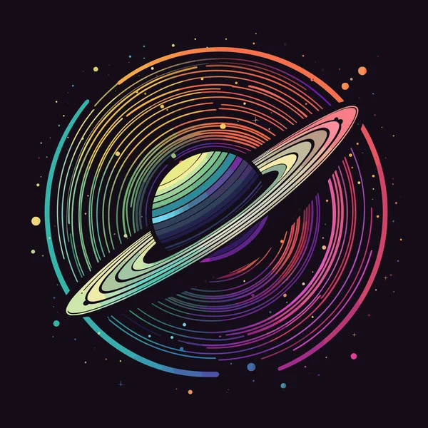 Bunte Saturn Vektor Illustration Isolieren — Stockvektor