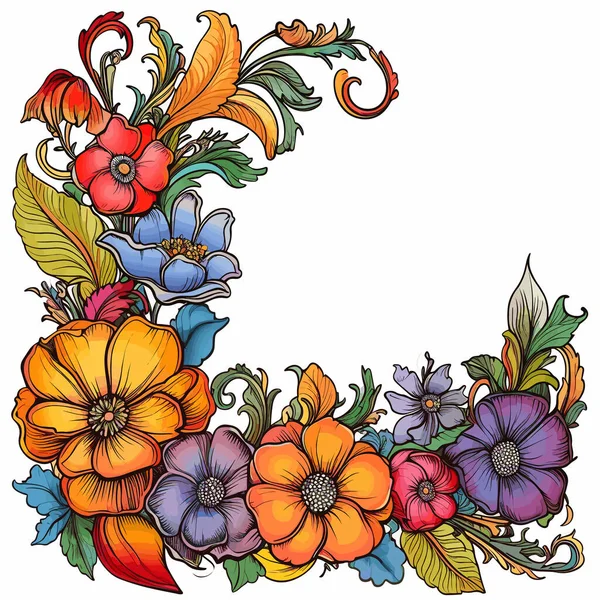 Marco Floral Vector Ornamento Circular — Vector de stock