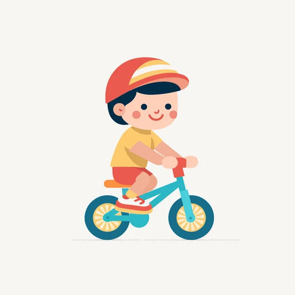 Vektor Illustration Von Kind Auf Fahrrad Isoliert — Stockvektor