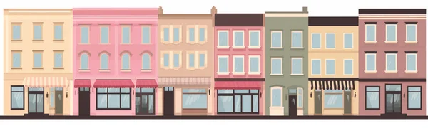 Shop Buildings Street Background Wide Vector — Stock Vector