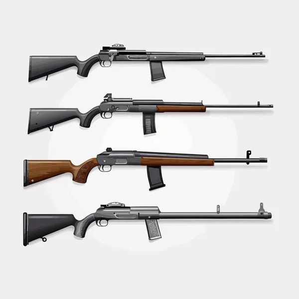 Rifle Vector Set Isolated White — Stock Vector