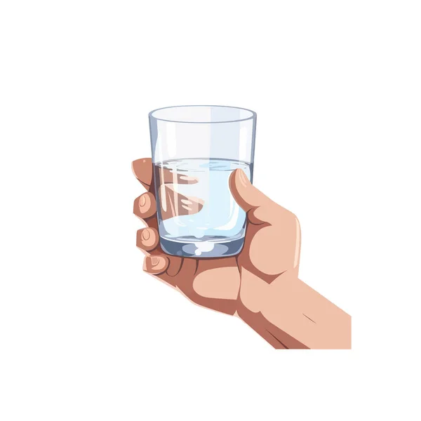 Hand Hält Glas Mit Wasservektor Isoliert — Stockvektor