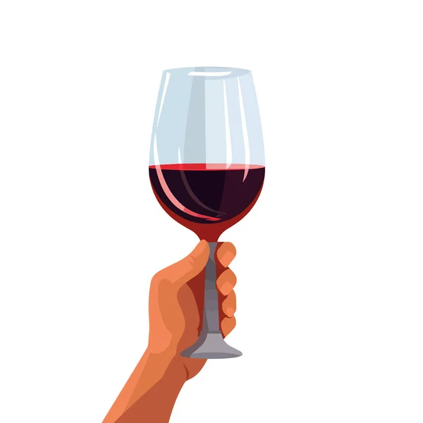 Hand Hält Glas Wein Vektor Isoliert — Stockvektor