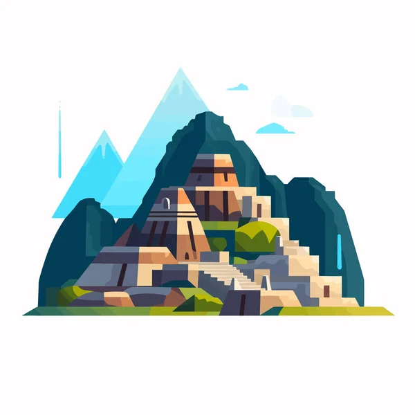Machu Picchu Vector Isolated White — Stock Vector