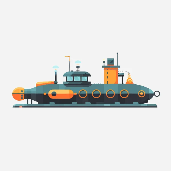 Vetor Submarino Isolado Branco —  Vetores de Stock