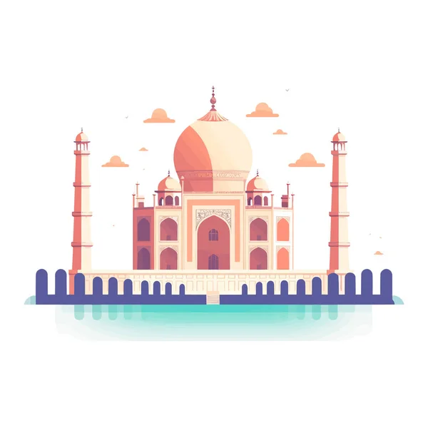 Taj Mahal Vektor Terisolasi Atas Putih - Stok Vektor