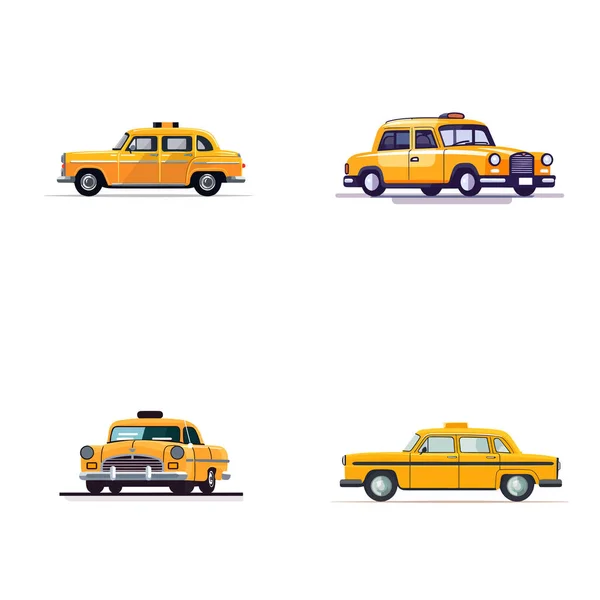 Набір Таксі Ізольовано Білому — стоковий вектор