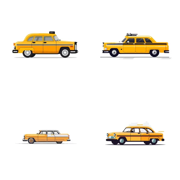 Набір Таксі Ізольовано Білому — стоковий вектор