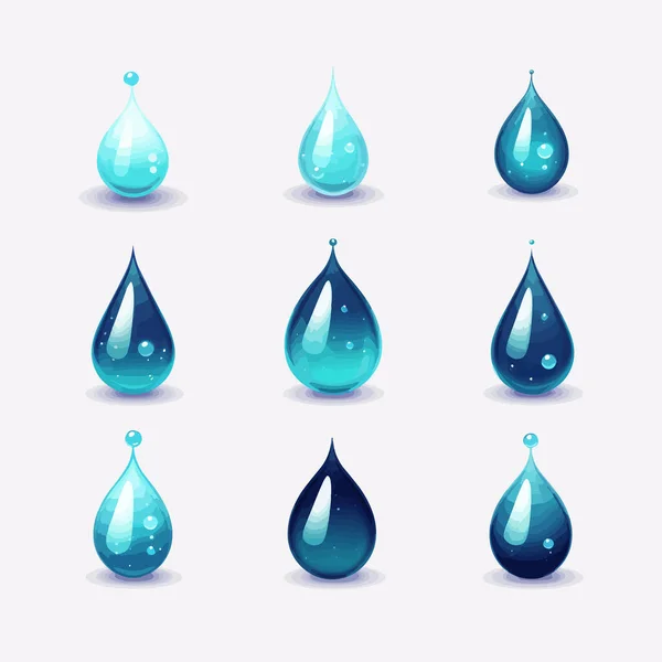 Water Droplets Set Vector Isolated White — Stock Vector