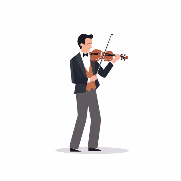 Man Suit Playing Violin Vector Isolated — Stock Vector