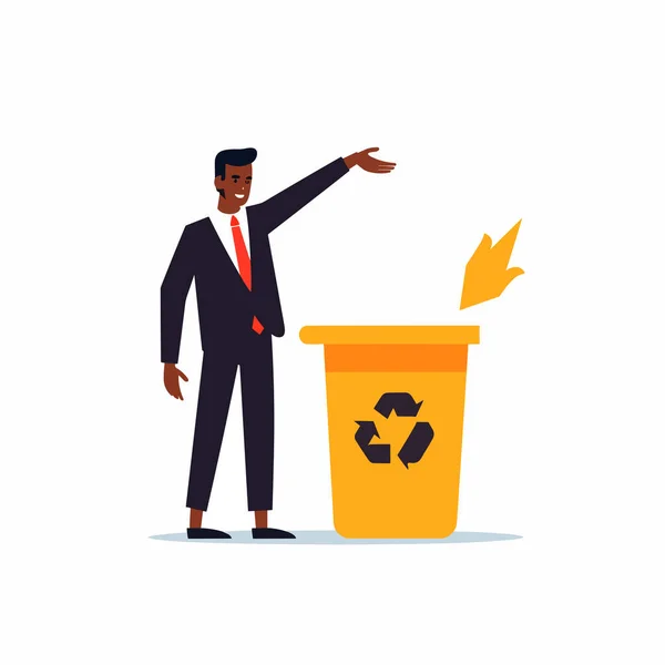 Man Pak Recycling Vuilvector Geïsoleerd — Stockvector