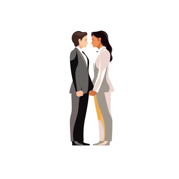 Two Woman Wedding Vector Isolated Pride Month — Stock Vector