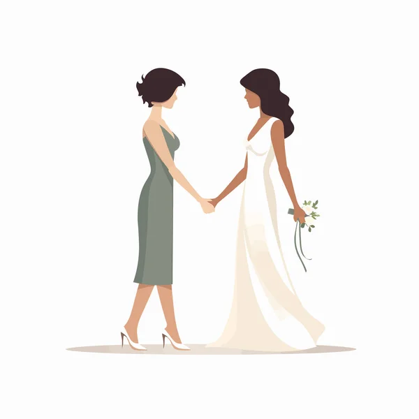 Dua Wanita Vektor Pernikahan Terisolasi Bulan Membanggakan - Stok Vektor