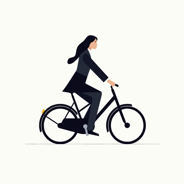 Mujer Traje Montar Bicicleta Vector Aislado — Vector de stock