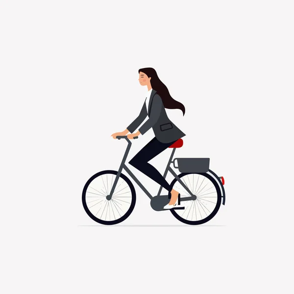 Mujer Traje Montar Bicicleta Vector Aislado — Vector de stock