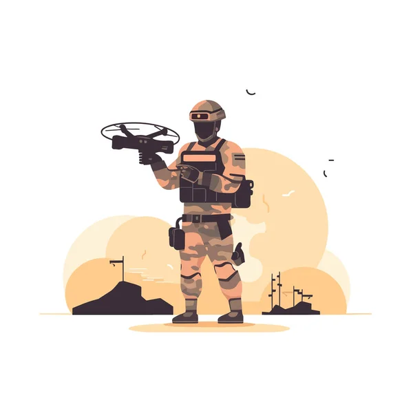 Soldier Drone Vector Isolated — Stock Vector
