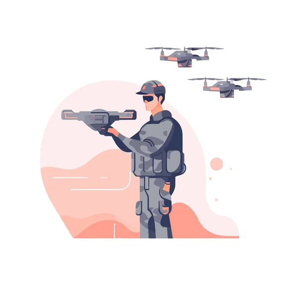 Soldier Drone Vector Isolated — Stock Vector