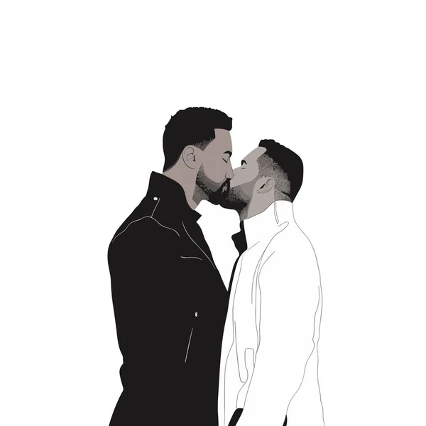 Δύο Άντρες Φιλούν Διάνυσμα Απομονωμένοι Μήνα Υπερηφάνειας — Διανυσματικό Αρχείο