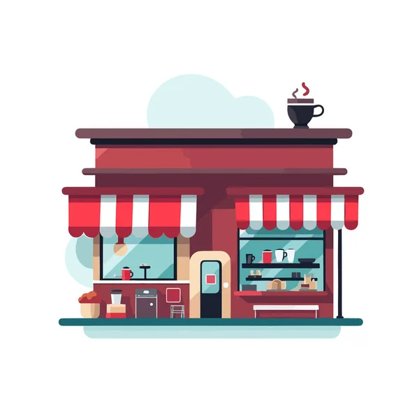 Coffee Shop Building Vector Isolated — Stock Vector