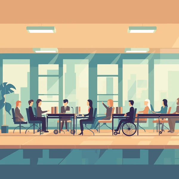 Pessoa Cadeira Rodas Sala Reunião Vetor Isolado — Vetor de Stock