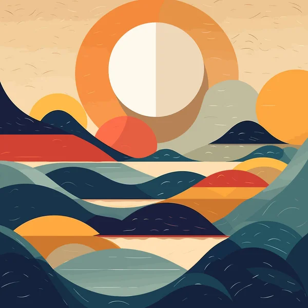 Абстрактний Пейзажний Візерунок Заходу Сонця Векторні Ілюстрації — стоковий вектор