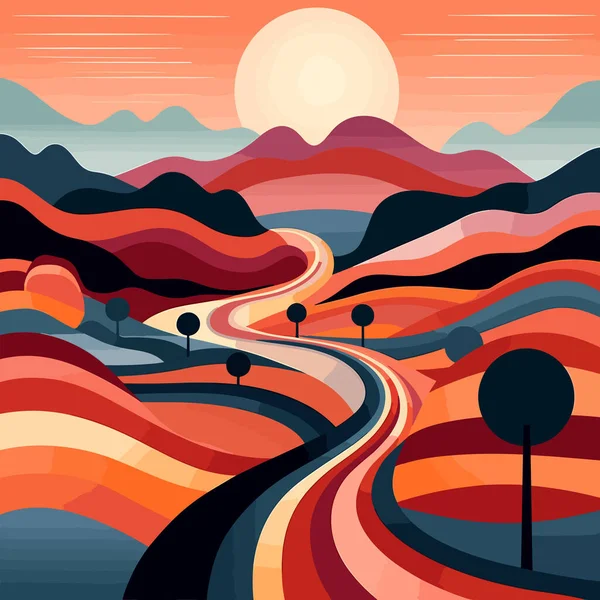 Abstract landscape sunset pattern vector illustration