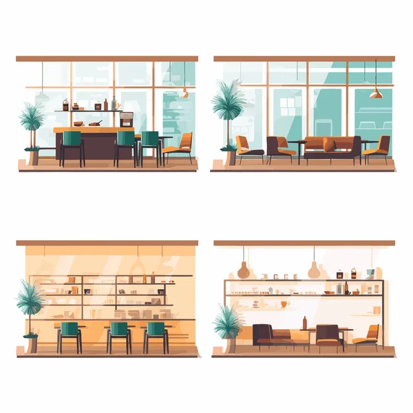 Café Intérieur Set Vecteur — Image vectorielle
