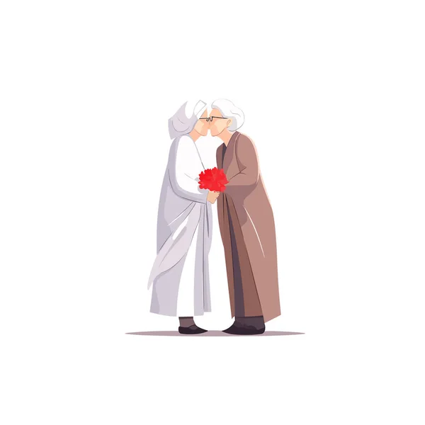 Дві Старі Жінки Поцілунки Вектор Ізольовані Білому — стоковий вектор