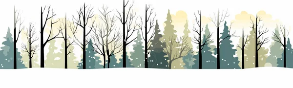 Kış Ormanı Geniş Arka Plan Vektörü — Stok Vektör