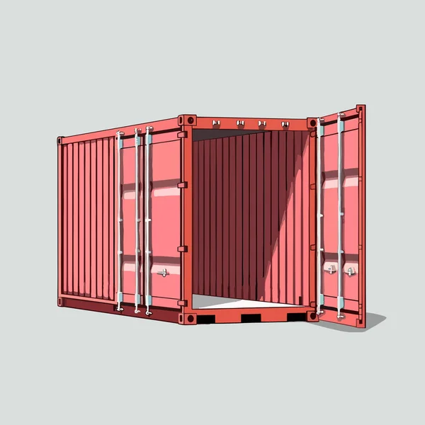 Röd Lastcontainervektor Isolerad — Stock vektor