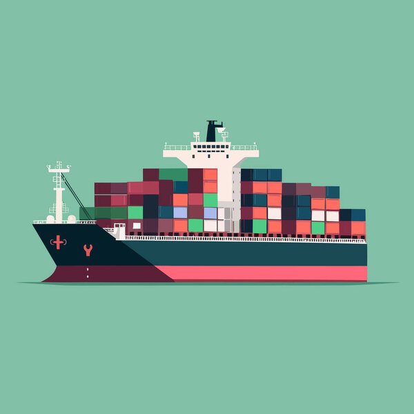 Cargo ship with containers vector isolated
