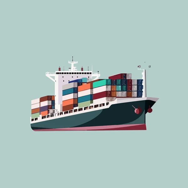 Navire Cargo Avec Vecteur Conteneurs Isolé — Image vectorielle
