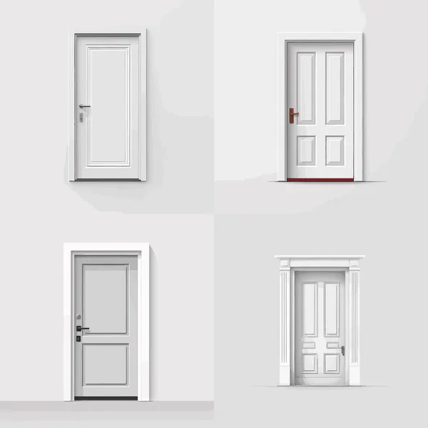 Vektor Set Pintu Putih Terisolasi - Stok Vektor