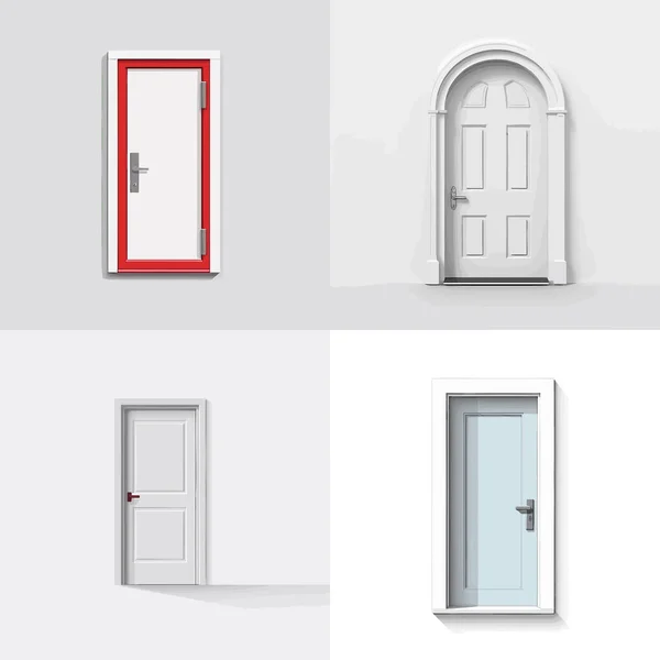 Weiße Tür Set Vektor Isoliert — Stockvektor