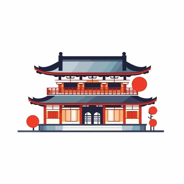 Japanese Style House Vector Illustration Isolated — Stock Vector