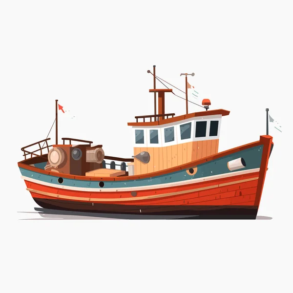 漁船のベクトル図孤立 — ストックベクタ