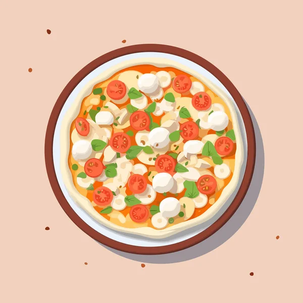 Pizza Margarita Vektor Illusztráció Izolált — Stock Vector