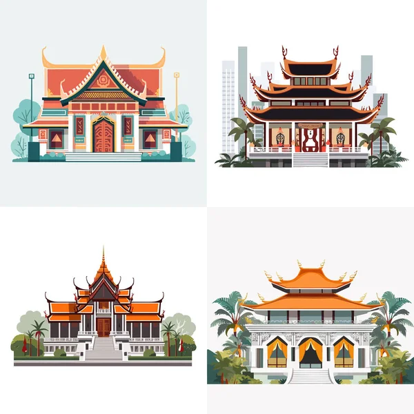 Thai Stil Heimat Vektor Illustration Isoliert — Stockvektor