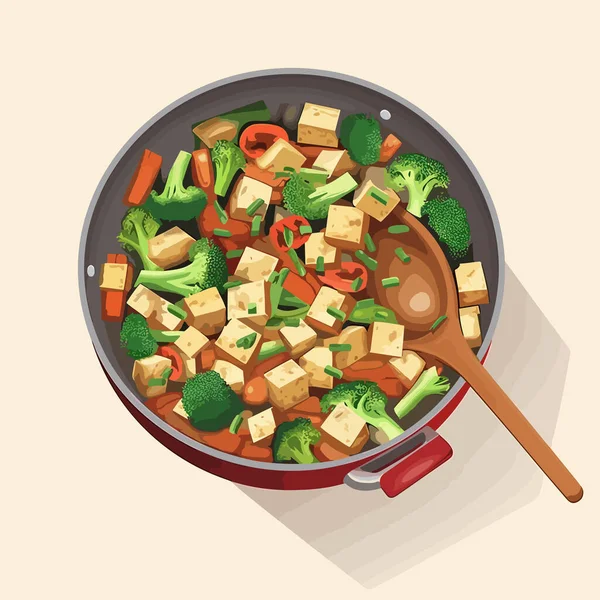 Tofu Stifry Vector Ilustração Isolado — Vetor de Stock