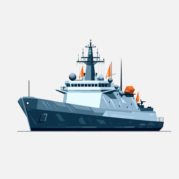 Oorlogsschip Vector Illustratie Geïsoleerd — Stockvector